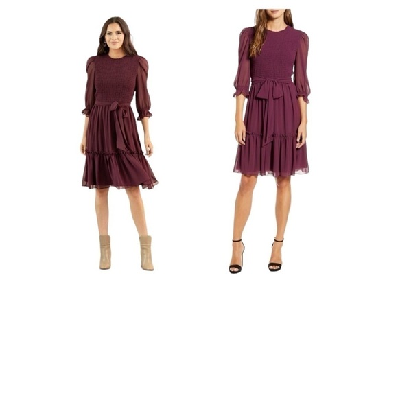 Rachel Parcell Dresses & Skirts - Rachel Parcell Purple Nectar Smocked Tie Waist Dress